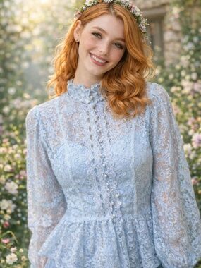 Gunne Sax Gold Label XS Vintage Lace Blouse Cottagecore Victorian